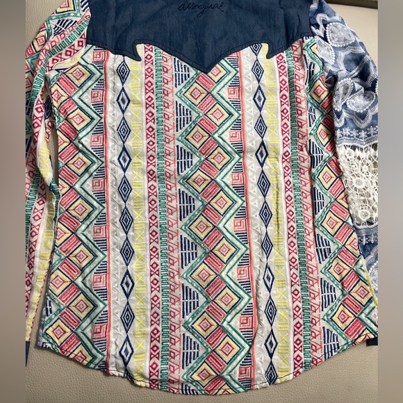 NWT - Desigual Women’s Patchwork Embroidered Long Sleeve Shirt - Size L - Picture 12 of 15